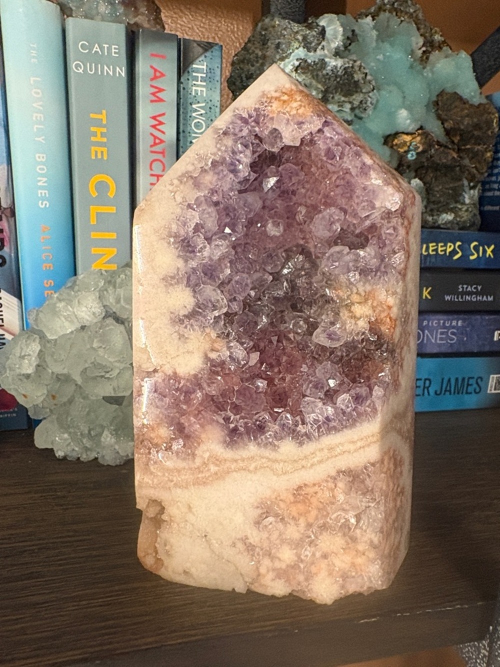 Pink Amethest Druzy Tower- 7in tall